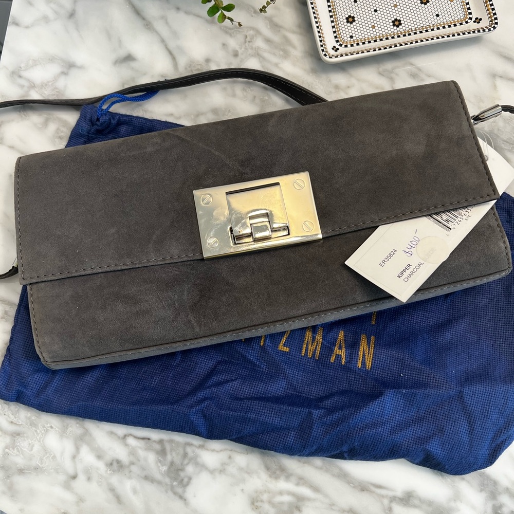 Stuart Weitzman Kipper bag in charcoal suede